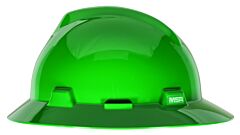 Msa 475370 V-Gard Slotted Full-Brim Hat, Green, W/Fas-Trac Iii Suspension