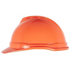 Msa 10034026 V-Gard 500 Cap, Hi-Viz Orange Vented, 4-Point Fas-Trac Iii