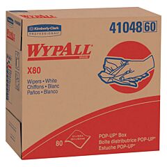 Kimberly Clark 41048 Wypall X80 Shoppro 9.1" X 16.8" White Hydroknit Shop Towel, 1/Case (5 Boxes, 80 Wipes Per Box)