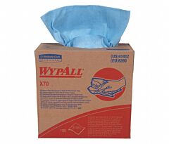 Kimberly Clark 41412 Wypall X70 Cloths, Pop-Up Box, Blue Cloths, 1/Case Of 10 Boxes
