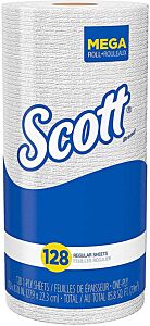 Kimberly Clark 41482 Scott 1-Ply Towel Roll, White, 128-Sheet, 1/Case Of 20 Rolls