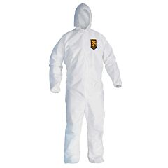 Kimberly Clark 49115 A20 Kleenguard Coveralls, White, Zipper Front, Hood, Elastic Wrists & Ankles, Size 2X-Large, Case Of 24 Coveralls