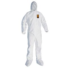 Kleenguard 49125 A20 Coveralls, Zipper Front, Elastic Back, Wrists, Ankles, Hood & Boots, White, Size 2X-Large, Case Of 24/Ea