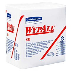 Kimberly Clark 41026 Wypall X80 Cloths, 1/4 Fold, 12.5" X 12", White, 1/Case Of 4 Packs