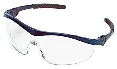 Mcr Safety St120 Storm Safety Glasses, Navy Frame W/Ratchet Temple, Clear Lens