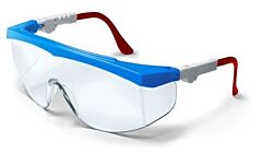 Mcr Safety Tk130Af Safety Glasses, Tomahawk Red-Blu-Wht/Clr Af Lens