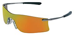 Mcr Safety T411R Safety Glasses, Spring Hinge Metal Temple, Fire Mirror Lens