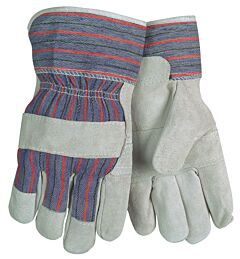 Mcr Safety 1220Sx Split Leather Palm Work Gloves Patch Palm 2.5 Inch Starched Safety Cuff, Size Large