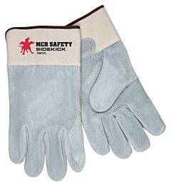 Mcr Safety 16017L Gloves, Side Leather Palm, Full Leather Back