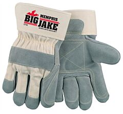 Mcr Safety 1715 Gloves, Big Jake Double Leather Palm & Fingers, Sewn W/Kevlar, Size Large, Pack Of 12 Pairs