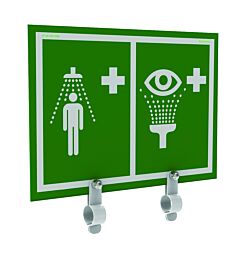 Hughes Es-Brac-Sign-Unh (Formerly Pn: 30508) Universal Safety Shower And Eye And Face Wash Sign With Brackets, Showers Without Insulation