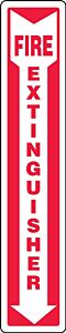 Accuform Efxg543Cs Contractor Preferred Fire Safety Sign: Fire Extinguisher With Down Arrow, 12" X 4"