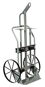Justrite 35018 Double Cylinder Hand Truck With Hoist Ring, 20 Inch Steel Wheels