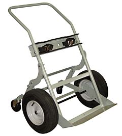 Justrite 35036 Double Cylinder Hand Truck, 16 Inch Pneumatic Wheels, Rear Casters