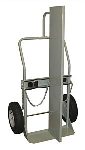 Justrite 35040 Double Cylinder Hand Truck With Firewall, 16 Inch Pneumatic Wheels