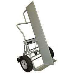 Justrite 35044 Double Cylinder Hand Truck With Firewall, 16 Inch Pneumatic Wheels, Rear Casters