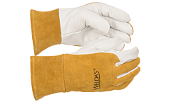 Weldas 10-1011M Softtouch Tig Welding Gloves, Top Grain Goatskin, Grain Cowhide 3" Cuff, Natural/Pearl, Size Medium, 1/Pair
