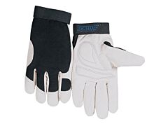 Weldas 10-2670M Yellowjacket Mechanics Gloves, Topgrain Goatskin, Stretch Fabric Back, White/Black, Size Medium, 1/Pair