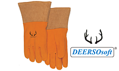 Weldas 10-2327M Deersosoft Tig/Mig Gloves, Split Grain Deerskin, 4" Cuff, Golden, Size Medium, 1/Pair