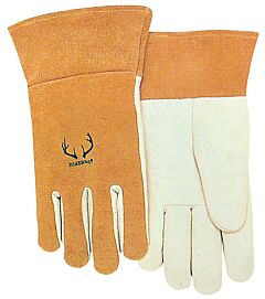Weldas 10-2374L Deersosoft Tig/Mig Gloves, Deerskin Palm, Cowhide Back, 3" Cuff, Tan/Pearl, Size Large, 1/Pair