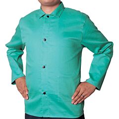 Weldas 33-6630M 9Oz Green Flame Retardant 30" Jacket, Cotton, Fr Treated, Size Medium, 1/Each