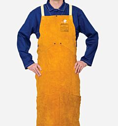 Weldas 44-2142 Golden Brown 42" Bib Apron, Select Split Leather, 1/Each