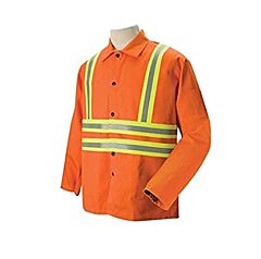 Weldas 33-6730-Hv 30"-32" Jacket, Cotton, Fr Treated, Hi-Viz, Color: Orange/Hv Strip, 1/Each
