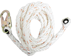 French Creek 411-100 5/8" X 100' 3-Strand Polyblend Synthetic Lifeline, #74N Locking Snap One End, Thimble Other End