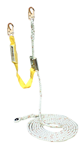 French Creek 411-50Mg 5/8" X 50' 3-Strand Polyblend Synthetic Lifeline, #74N Locking Snap One End, Thimble Other End With 1352A-3 Manual Grab Installed
