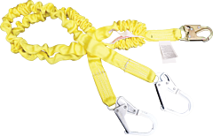 French Creek 422As Stretch Style 100% Tie-Off "Dual-Leg" Tubular Shock Absorbing Web Lanyard, 6 Ft., #74N Locking Snap Hook One End, #69 (1 3/4" Opening) Snaps On Other Ends