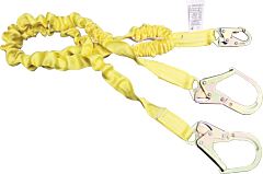 French Creek 424As Stretch Style 100% Tie-Off "Dual-Leg" Tubular Shock Absorbing Web Lanyard, 6 Ft., #74N Locking Snap Hook One End, #136 (2 1/2" Opening) Form Snap On Other Ends