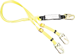 French Creek 440Ab 6' Adjustable Length, Dual-Leg Shock Absorbing 1" Web Lanyard, #74N Locking Snaps On Ends