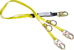 French Creek 440Add 6' Dual-Leg Shock Absorbing 1" Web Lanyard, #74N Locking Snaps On Ends, Sliding D-Rings On Each Leg
