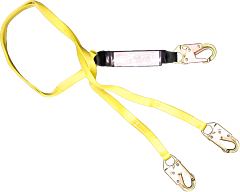 French Creek 440Az 6' Dual-Leg Shock Absorbing 1" Web Lanyard, #Z74 Locking Snaps On Ends, 3600 Lb Gate