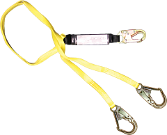 French Creek 442A 6' Dual-Leg Shock Absorbing 1" Web Lanyard, #74N Locking Snap One End, #69 (1 3/4" Opening) Snaps On Other Ends