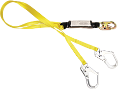 French Creek 442An 6' Dual-Leg Shock Absorbing 1" Web Lanyard, #74N Locking Snap One End, #69N (1 3/4" Opening) Snaps On Other Ends