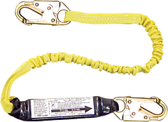 French Creek 450As 6' Stretch Style Shock Absorbing 1 3/8" Web Lanyard, #74N Locking Snap Hooks Each End