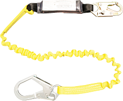 French Creek 452As 6' Stretch Style Shock Absorbing 1 3/8" Web Lanyard, #74N Locking Snap Hook One End, #69 (1 3/4" Opening) Snap Other End