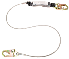 French Creek 470A 6' Vinyl Coated Shock Absorbing Wire Rope Lanyard With #74N Locking Snap Hooks Each End