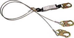 French Creek 480A 6' Vinyl Coated 100% Tie-Off Dual-Leg Wire Rope Lanyard With #74N Locking Snaps On Ends