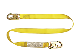 French Creek 490A 6 Ft. Shock Absorbing 1 3/4" Web Lanyard, #74N Locking Snaps Each End