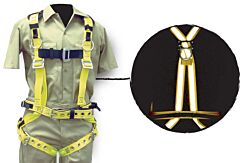 French Creek 552 Miner'S Harness, With Sewn-On Heavy Duty Belt, Reflective Strips Sewn In, Radio And Remote Control Holder On Belt, Size Large