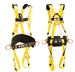 French Creek 830Ab Mating Buckle Leg Straps, 6" Adjustable Back Pad, Removable Leather-Lined Tongue Buckle Tool Belt With Shoulder Pads And Hip Positioning D-Rings, Size X-Small