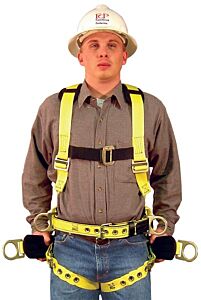 French Creek 850Abt Grommet/Tongue Buckle Leg Straps, 6" Adjustable Back Pad, Removable Lined Tongue Buckle Tool Belt, Removable 800Ps Positioning Saddle With D-Rings, 2 Hanger Snaps And One O-Ring On Belt, Size X-Small