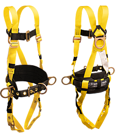 French Creek 850B-Ts Grommet/Tongue Buckle Leg Straps, 6" Adjustable Back Pad, Removable Leather-Lined Tongue Buckle Tool Belt With Hip Positioning D-Rings And Front Center D-Ring On Belt For Vertical Climbing Systems, Size 3X-Large