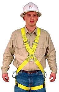 French Creek 930B Full Body Harness, Cross-Chest Design, Fixed Front Chest D-Ring, Fixed Back D-Ring, Mating Buckle Leg Straps With Hip Positioning D-Rings, Size 3X-Large