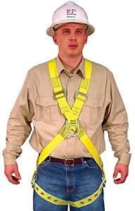 French Creek 950 Full Body Harness, Cross-Chest Design, Fixed Front Chest D-Ring, Fixed Back D-Ring, Grommet/Tongue Buckle Leg Straps, Size Large
