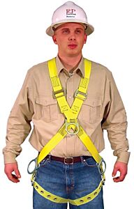 French Creek 950B Full Body Harness, Cross-Chest Design, Fixed Front Chest D-Ring, Fixed Back D-Ring, Grommet/Tongue Buckle Leg Straps With Hip Positioning D-Rings, Size Medium