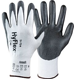 Ansell 11-724-10 Hyflex Gloves Pu Palm Dipped Cut Lvl 2 Gray/White