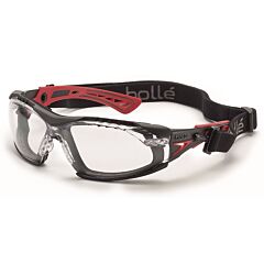 Bolle 40252 Rush+ Safety Goggle Black/Red Frame Clear Lens